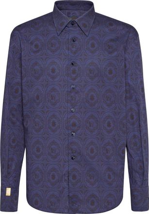 Billionaire Boys Club Gold Cut LS Milano Horses Shirt - Heren - Casual Overhemden - Blauw - S - Katoen - Overhemden