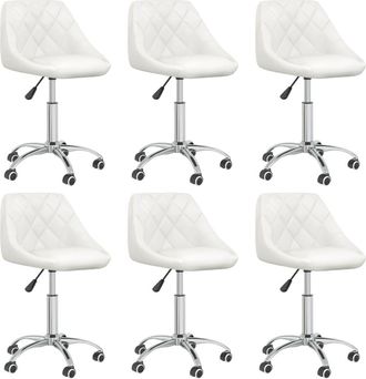 vidaXL Vidaxl - Sillas De Comedor Giratorias 6 Uds Cuero Sint&eacute;tico Blanco