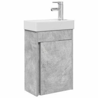 vidaXL M&oacute;dulo De Ba&ntilde;o Con Grifer&iacute;a Gris Hormig&oacute;n 40,5 X 22,5 X 62 Cm Vidaxl