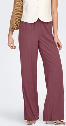 Only Schlupfhose ONLY ONLGOA MW LINEN BL PULL-UP PANT CC PNT, Damen, Gr. XL, L&auml;nge 32, rose braun, Web, Obermaterial: 70% Viskose, 30% Leinen, unifarben, r