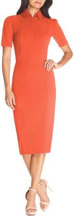 Dress The Population Gloria Front Zip Sheath Dress in Poppy at Nordstrom Rack, Size X-Small