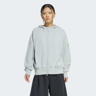 adidas Kapuzensweatshirt ADIDAS SPORTSWEAR W SL FZ HD, Damen, Gr. XXL, wonder sage, Obermaterial: 51% Polyester, 25% Modal, 15% Baumwolle, 9% Elasthan, anges