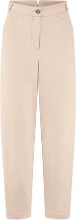 Riani Rounded Silhouette Broeken - Dames - Straight fit broeken - Beige - XL - Katoen - Broeken