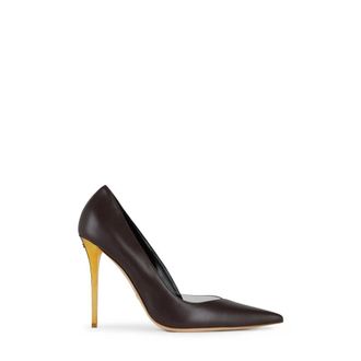 Elisabetta Franchi Schoenen, Dames, Bruin, 39 1/2 EU, Leer, Elegante Pumps met Uitgesneden Details