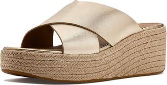FitFlop Platfforms Espadrille Leather Wedge Cross Slides Womens Wedge Shoes Platino : 11 M (B)