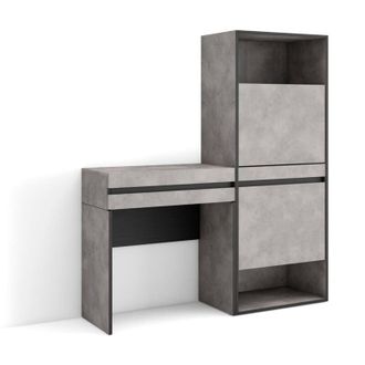 Skraut Home Consolle Ingresso, Mobile ingresso corridoio, 130x145x35 cm, Con cassetto, Scarpiera, Stile moderno, Grigio Cemento - Skraut Home