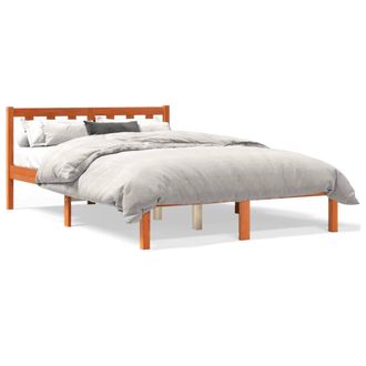 Berkfield Home Bed Frame without Mattress Wax Brown 135x190 cm Double Solid Wood Pine