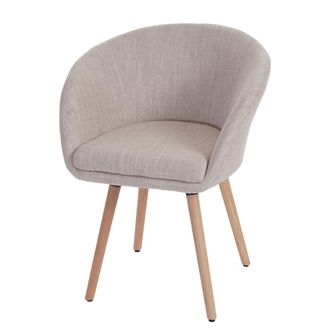 Hhg Nunca Usado] Silla De Comedor Malm&ouml; T633, Silla Silla De Cocina, Dise&ntilde;o Retro A&ntilde;os 50, Textil, Crema/gris