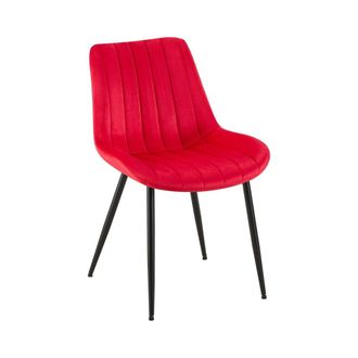 Clp Silla con patas de metal y asiento en Terciopelo Rojo