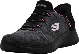 Skechers Womens Hands Free Slip-ins Summits Dazzling Haze Sneaker, Black/Pink, 5.5 UK Wide