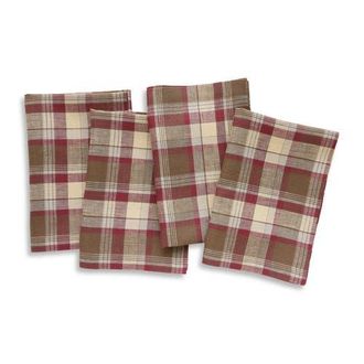 Solino Home Linen Dinner Napkins Set of 4, 20 x 20 Inch for Dining Table, Holiday and Everyday Table Decor - Rustic Plaid in Rustic Multicolor at