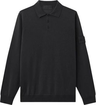 Stone Island Gebreide Polo - Heren - Polos - Zwart - 2XL - Wol - Tops