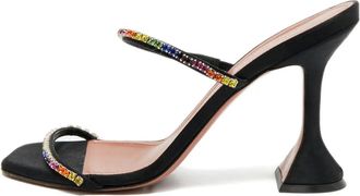 Amina Muaddi Sandali Gilda con cristalli - Nero