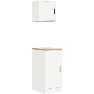 vidaXL Garage Cabinets 2 pcs White Engineered Wood Vidaxl