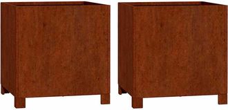 vidaXL Jardineras Con Patas 2 Uds Acero Corten Oxidado 40x40x40 Cm Vidaxl