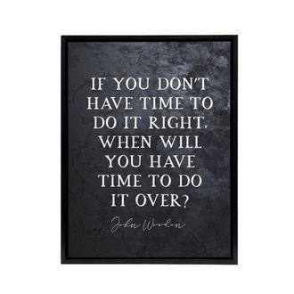 Artery8 Basketball Quote John Wooden Do It Right Framed Canvas Wall Art Print in Grey | Size: W24 x H32