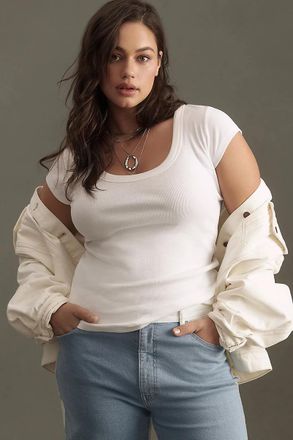 Pilcro Slim Scoop-Neck Tee