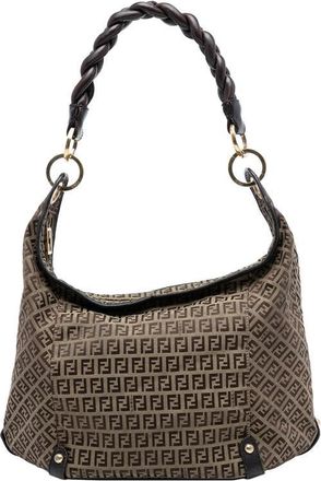 Fendi Pre-owned Fendi Zucchino Canvas Braided Hobo Ladies 2415-8BR583-YNV-088