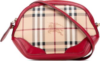 Burberry Pre-owned Womens Mini Haymarket Check Coated Canvas Orchard Crossbody - Nude Textile - One Size