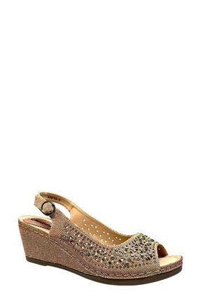 Ninety Union Anita Crystal Embellished Slingback Wedge Sandal in Champagne at Nordstrom Rack, Size 11