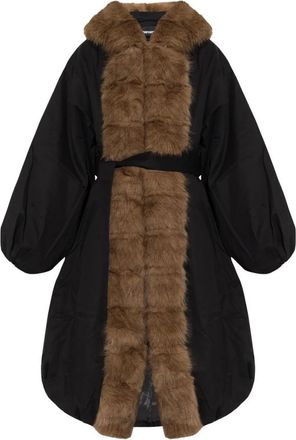 Rotate Jas met Faux Fur Kraag - Dames - Jas met riem - Zwart - S - Katoen - Jassen