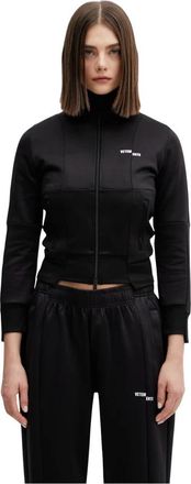 VETEMENTS Sweatshirt met rits en logodetail - Dames - Vesten met rits - Zwart - XS - Katoen - Hoodies & sweatvesten
