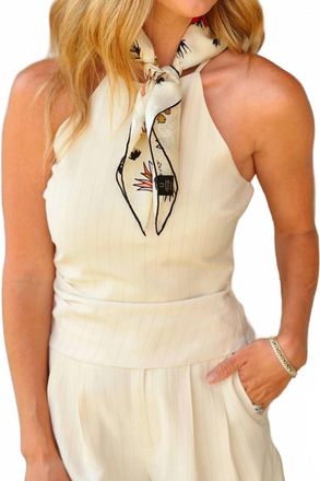 Habitual Halter Sleeveless Top In Ecru Jet Black Stripe