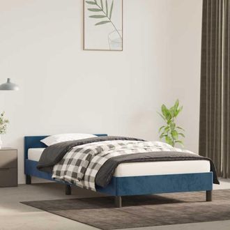 vidaXL Estructura De Cama Sin Colch&oacute;n Terciopelo Azul Oscuro 90x200 Cm Vidaxl