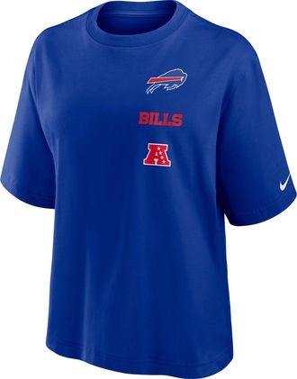 Nike Buffalo Bills Primetime Premium Essential Boxy Nike Womens NFL T-Shirt in Blue | 01CM4DA81-WX5