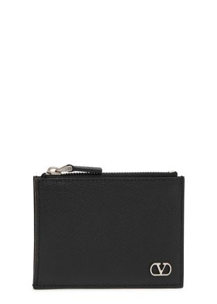 Valentino Garavani Vlogo Grained Leather Wallet - Black - One Size