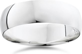 Pompeii3 7mm Dome High Polished Wedding Band 10K White Gold Size Selectable