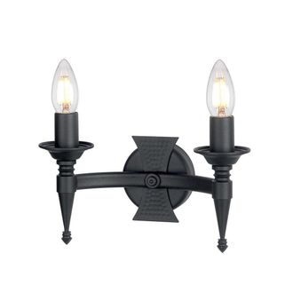 Netlighting Saxon 2 Light Indoor Candle Wall Light Black E14