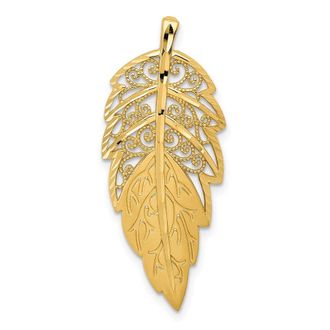 Diamond2Deal 14k Yellow Gold Yellow Gold Diamond Cut Leaf Chain Slide