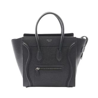 Celine Pre-owned Handbags, female, Black, Size: ONE SIZE Pre-owned Luggage Micro Shopper Leather Tote Bag