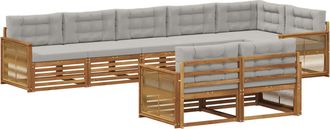 vidaXL Conjunto De Sof&aacute;s De Exterior 8 Uds. Natural Y Gris Claro Vidaxl