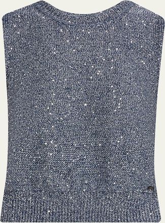 Akris Sleeveless Sequined Linen Cotton Sweater