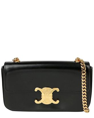 Celine Black Calfskin Triomphe Chain Shoulder Bag