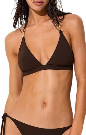 Reiss Riah Triangle Bikini Top in Chocolate at Nordstrom, Size 10 Us