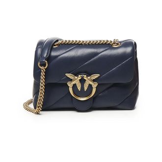 Pinko Pinko, Tassen, Dames, Blauw, ONE Size, Leer, Mini Love Puff Sheep Nappa Tas