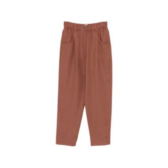 Brunello Cucinelli Brunello Cucinelli, Straight Trousers, female, Red, Size: XS Pantaloni con vita elasticizzata