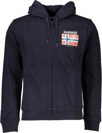 Napapijri Blauwe Hoodie van Katoen voor Mannen - Heren - Vesten met rits - Blauw - S - Katoen - Hoodies & sweatvesten