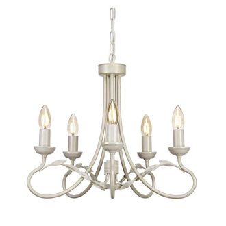 Netlighting Olivia 5 Light Chandelier Ivory Gold Finish E14 in White