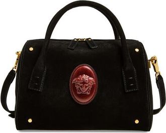 Versace Medium Boston Satchel Crossbody Bag in Black Rosewood Gold at Nordstrom