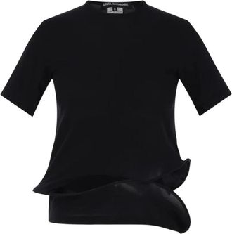 Junya Watanabe T-shirt met ruches - Dames - T-shirts - Zwart - M - Leer - Tops