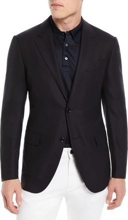 Ermenegildo Zegna Mens Solid Trofeo Wool Regular-Fit Blazer Jacket