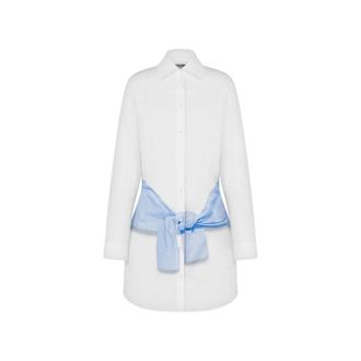 Moschino Shirt Dresses, female, White, Size: S Printed Cotton Poplin Dress