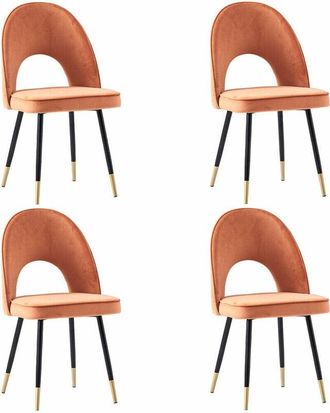 Ainpecca Ainpecca - Set Of 4 Dining Chairs Velvet Seat Metal Legs Kitchen Lounge Living Room Chair Home, 4pcs Orange