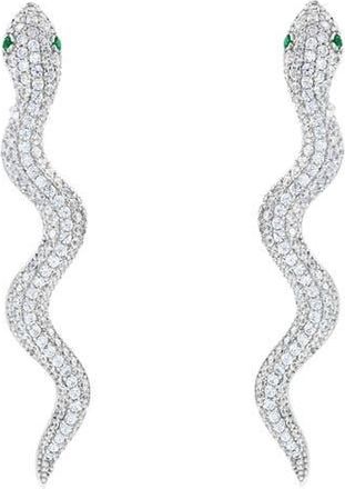 Suzy Levian Pavé Cubic Zirconia Snake Stud Earrings in White at Nordstrom Rack