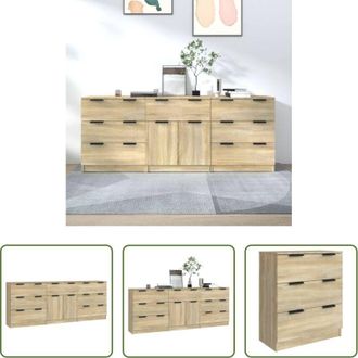 vidaXL Credenze multistrato - Credenze 3 pz Rovere Sonoma in Legno Multistrato