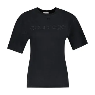 Courr&egrave;ges Womens Logo Cotton T-Shirt Black